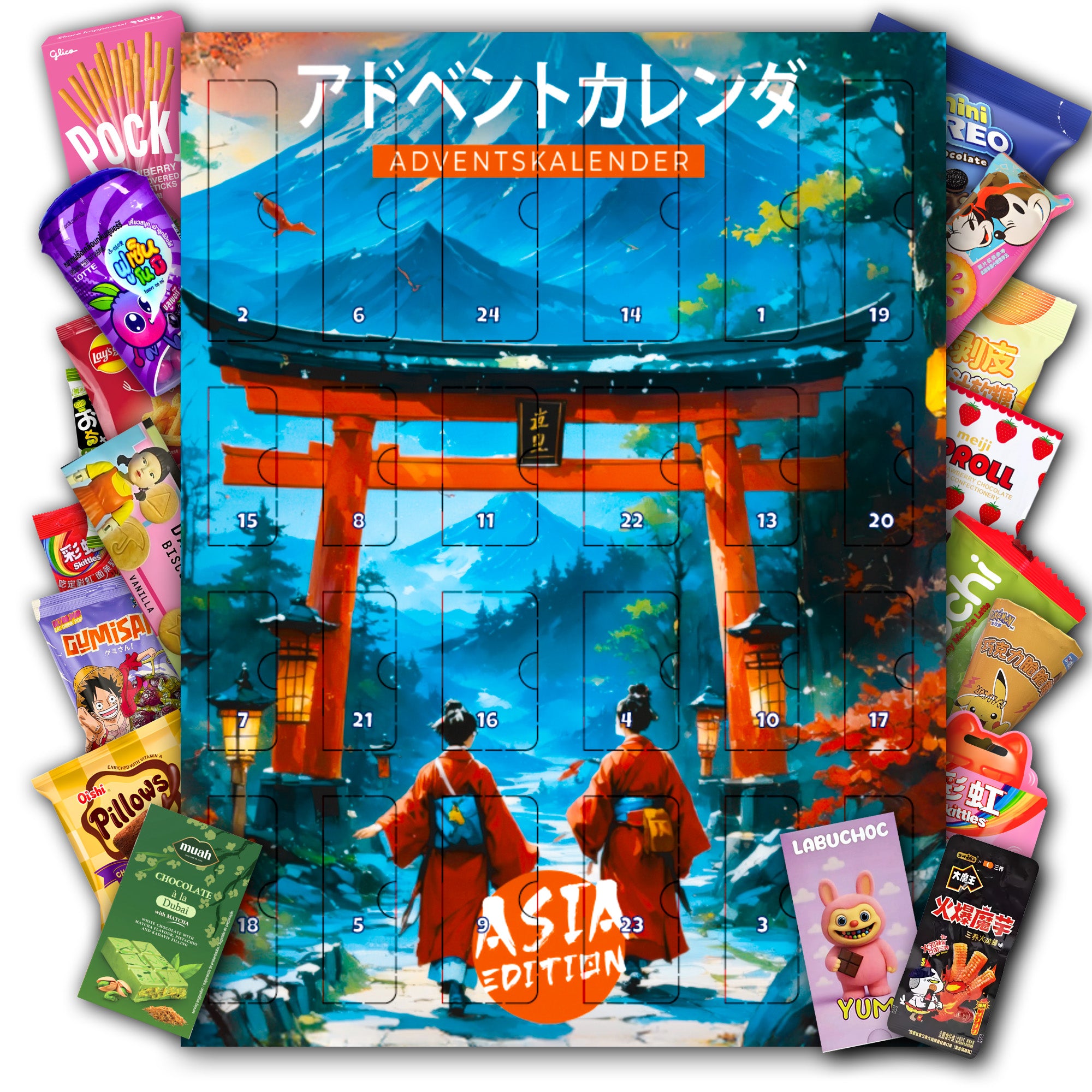 Asiatische Süßigkeiten Adventskalender 2025 - Japanische, koreanische & weitere Snacks - Weihnachtskalender von Sweets aus aller Welt (XL)