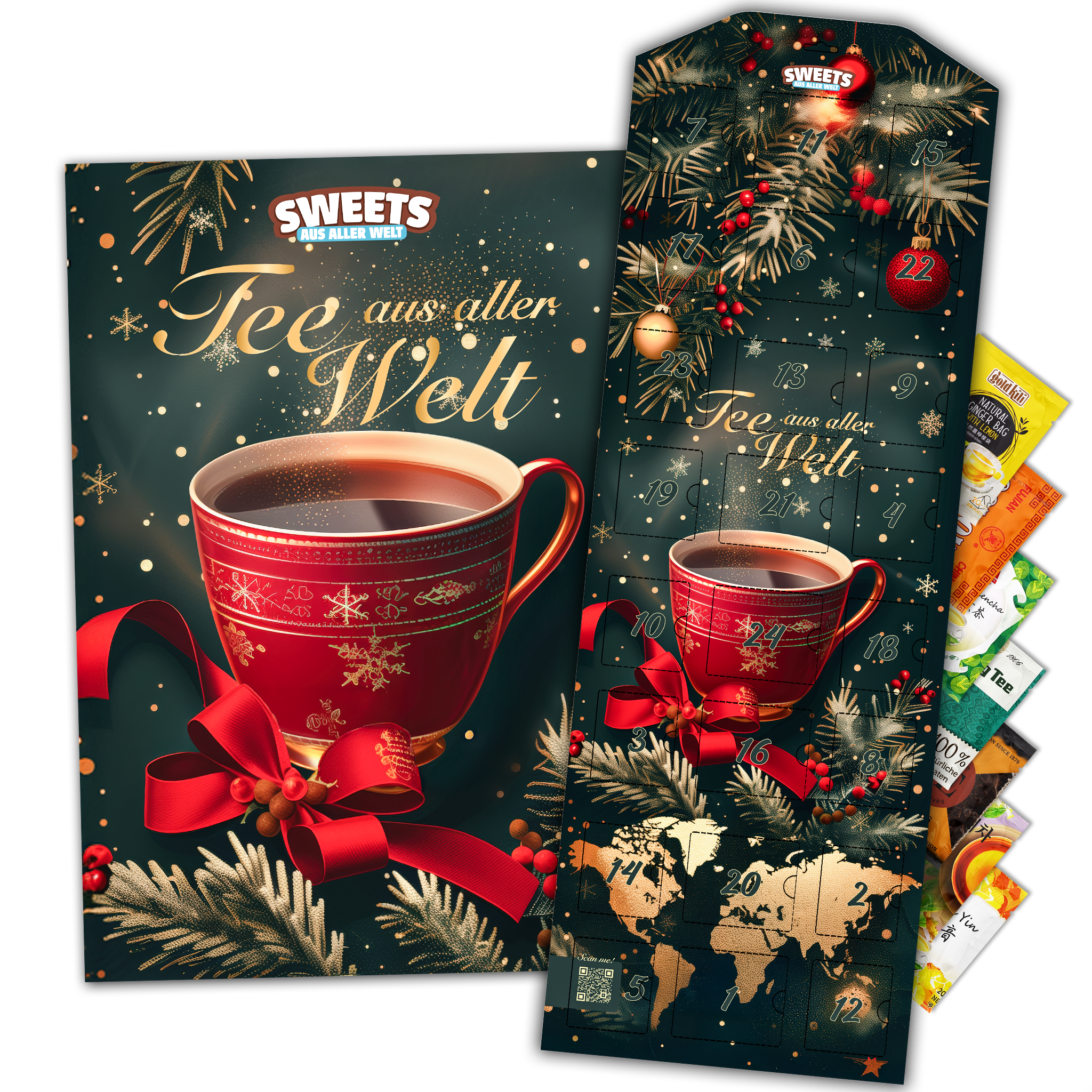 Deine Tee Weltreise mit 24 Tees aus aller Welt - Tee Adventskalender - Inklusive Herkunftsgeschichte zu allen Tees - Weihnachtskalender 2025 mit Früchtetee, Kräutertee, Gewürztee & mehr (XL)