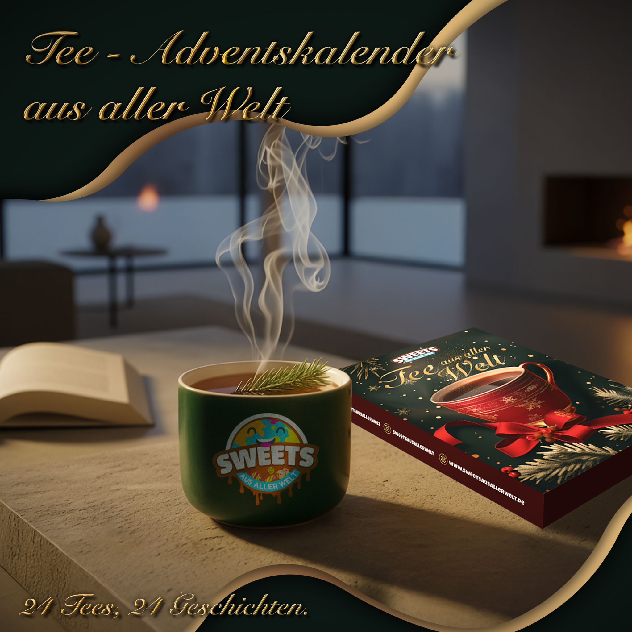 Deine Tee Weltreise mit 24 Tees aus aller Welt - Tee Adventskalender - Inklusive Herkunftsgeschichte zu allen Tees - Weihnachtskalender 2025 mit Früchtetee, Kräutertee, Gewürztee & mehr (XL)