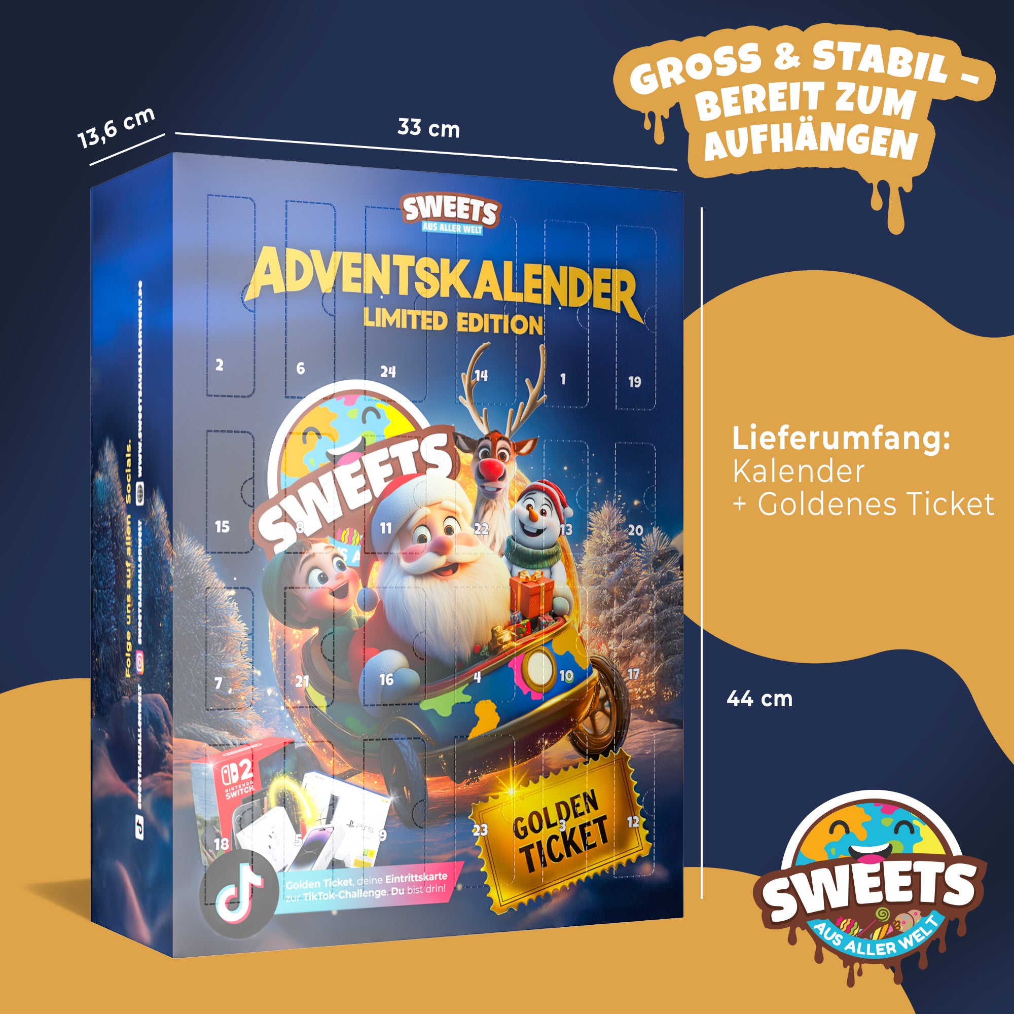 Adventskalender 2025 mit Amerikanischen Süßigkeiten & Snacks aus aller Welt - Weihnachtskalender mit Labuchoc, Dubai Schokolade, Schokobons crispy, Angel Hair & vielen weiteren viralen Highlights (XL)