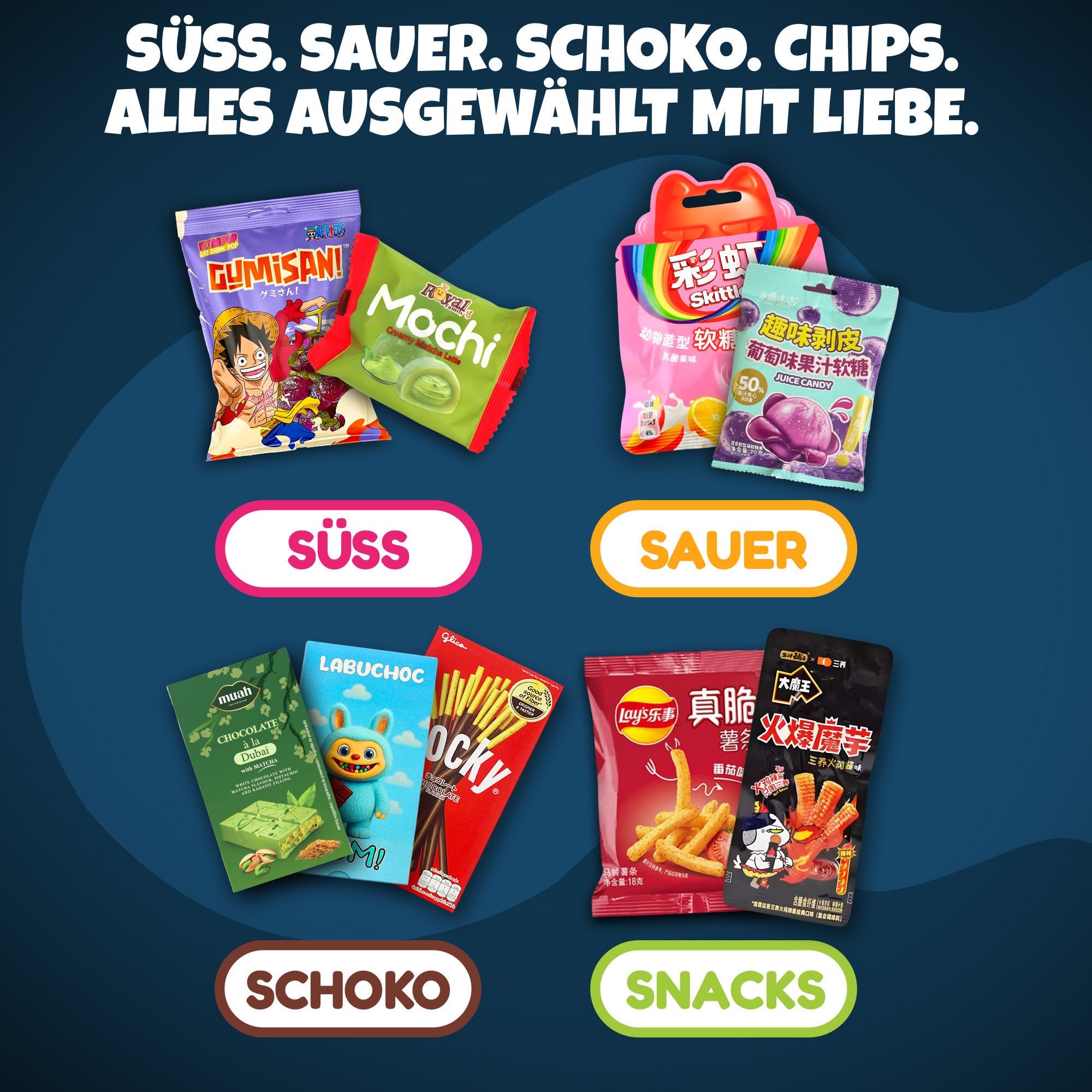 Asiatische Süßigkeiten Adventskalender 2025 - Japanische, koreanische & weitere Snacks - Weihnachtskalender von Sweets aus aller Welt (XL)